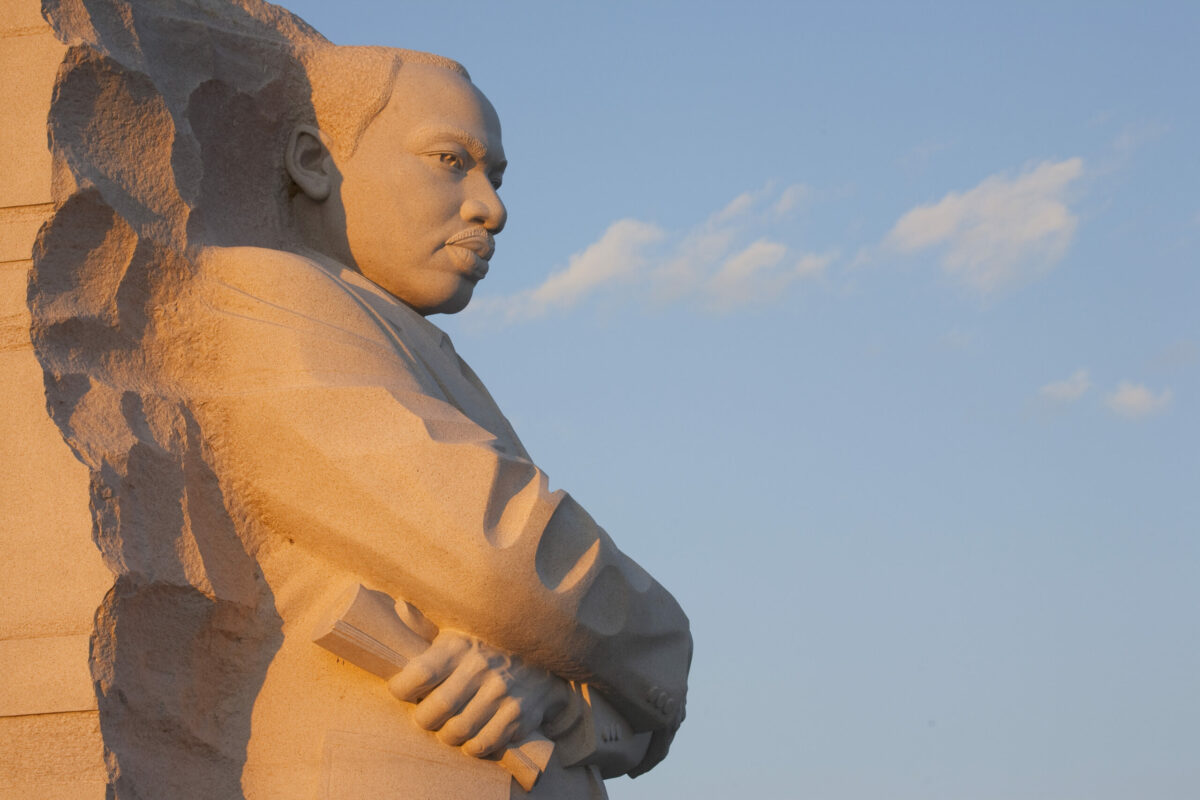 The Martin Luther King Jr Memorial located on the National Mall on the Tidal Basin in Washington DC. (Joseph Sohm/Shutterstock)