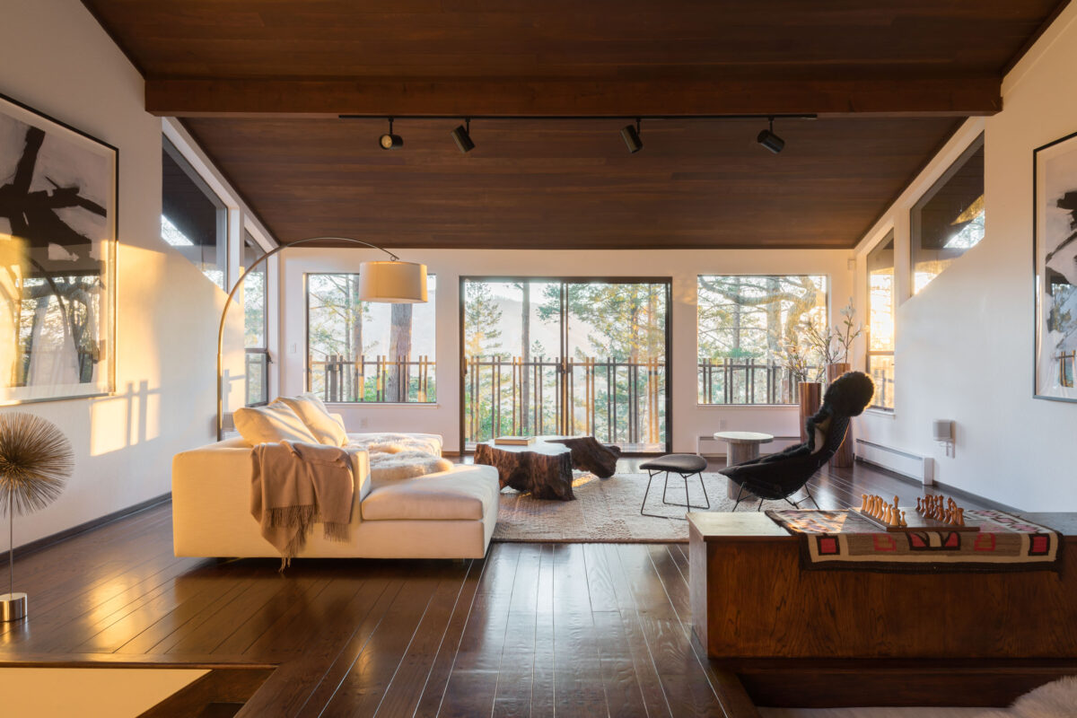 Designed by local architect Jacob Lehrer, for himself, his wife and their six children, the structure has cathedral ceilings and lots of rectangular windows providing light and nature views. (Peter Lyons)