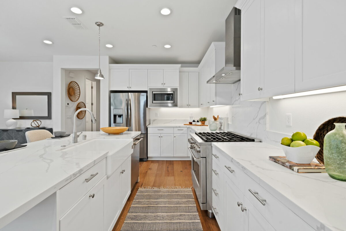 The open-concept kitchen is good for entertaining. (ClearShotCreations)