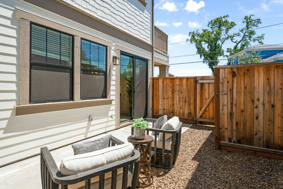 Seating area in the side yard. (ClearShotCreations)