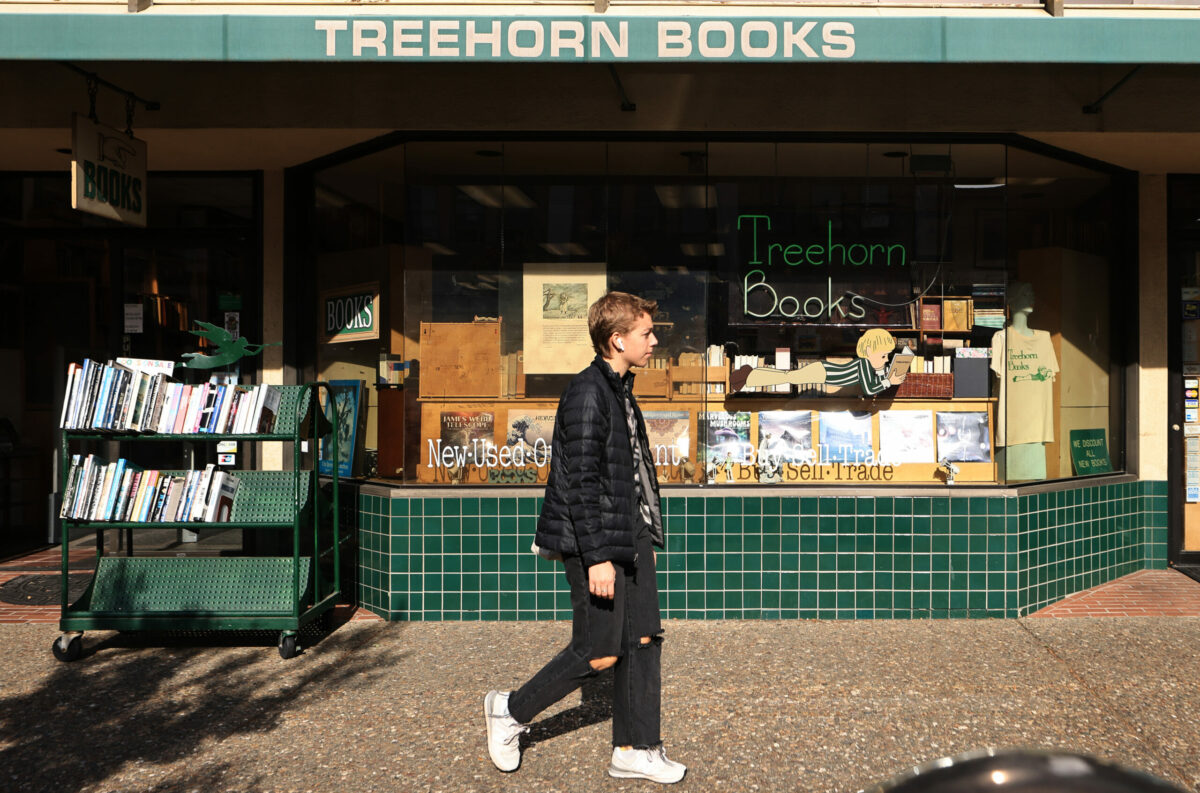 The sun shines on the exterior of Treehorn Books in downtown Santa Rosa, Tuesday, Oct. 31, 2023. (Kent Porter / The Press Democrat)