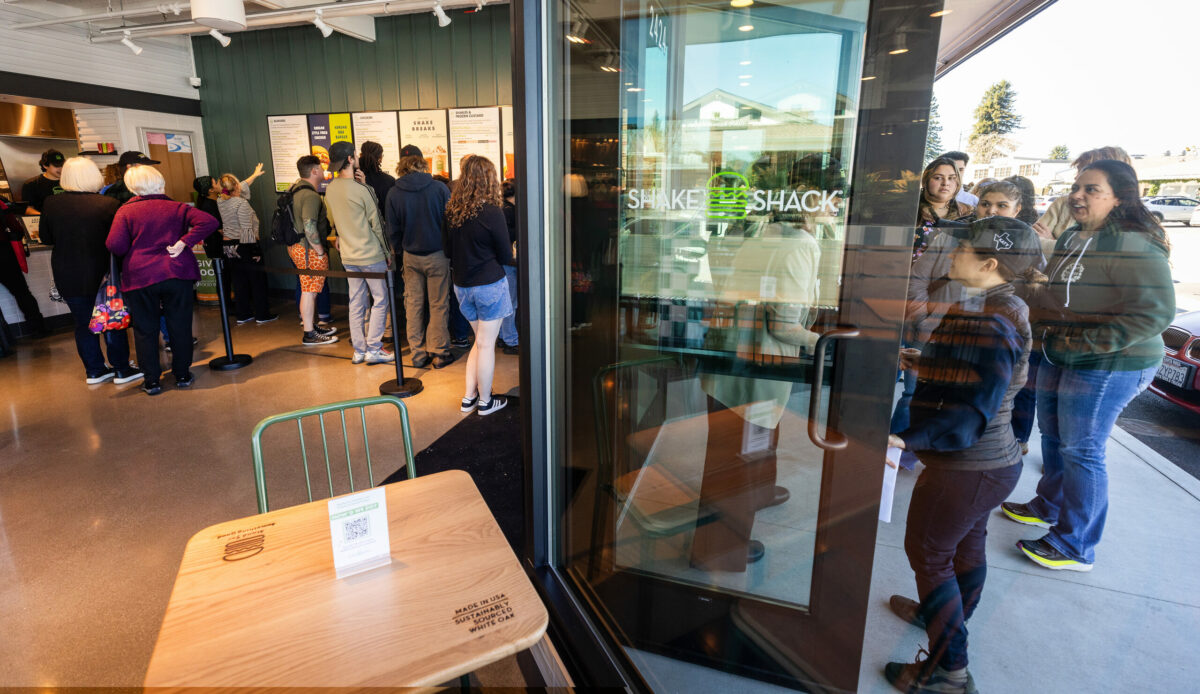 New trainees practiced during a lunch service for friends and family at the first Shake Shack in Sonoma County Wednesday, February 28, 2024. The popular franchise will open officially Thursday in Santa Rosa’s Montgomery Village. (Photo by John Burgess/The Press Democrat)