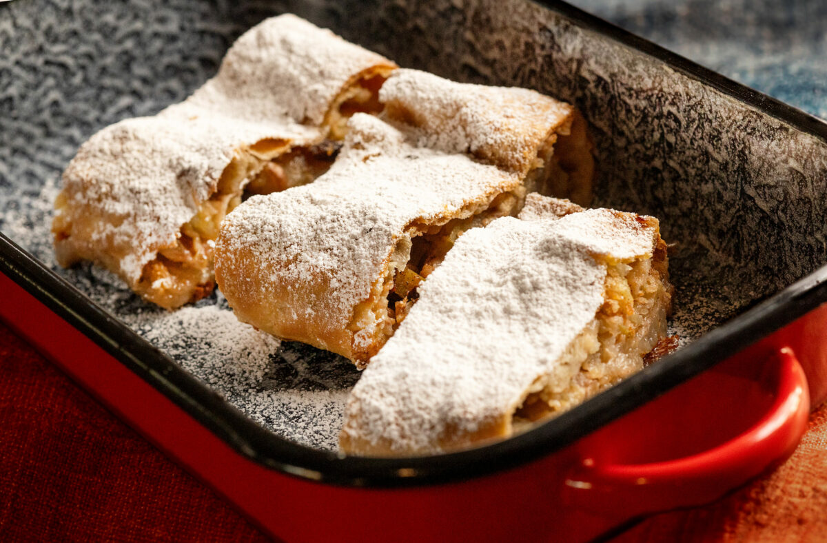 Apple Strudel from Tisza Bistro chef/owner Krisztian Karkus Monday, February 12, 2024 in Healdsburg. (John Burgess/The Press Democrat)