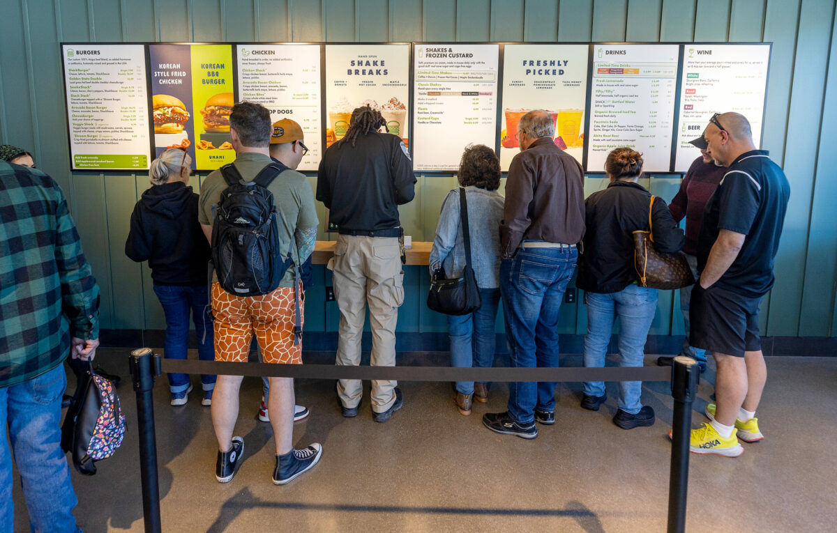 New trainees practiced during a lunch service for friends and family at the first Shake Shack in Sonoma County Wednesday, February 28, 2024. The popular franchise will open officially Thursday in Santa Rosa’s Montgomery Village. (Photo by John Burgess/The Press Democrat)