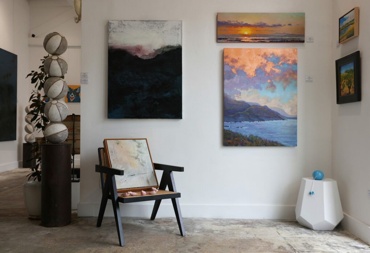 A variety of artwork on display at the entrance to Rena Charles Gallery in Healdsburg on Wednesday, January 24, 2024. (Christopher Chung/For Sonoma Magazine)