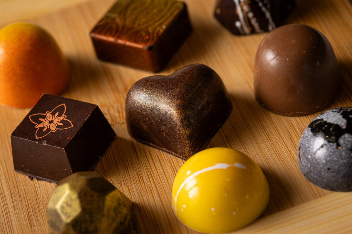 Assorted bonbons from pastry chef Robert Nieto, owner of Fleur Sauvage Chocolates in Windsor, Wednesday, Sept. 18, 2023. (John Burgess / The Press Democrat)