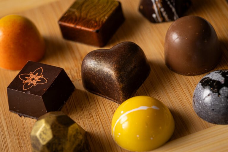 Assorted bonbons from pastry chef Robert Nieto, owner of Fleur Sauvage Chocolates in Windsor, Wednesday, Sept. 18, 2023. (John Burgess / The Press Democrat)