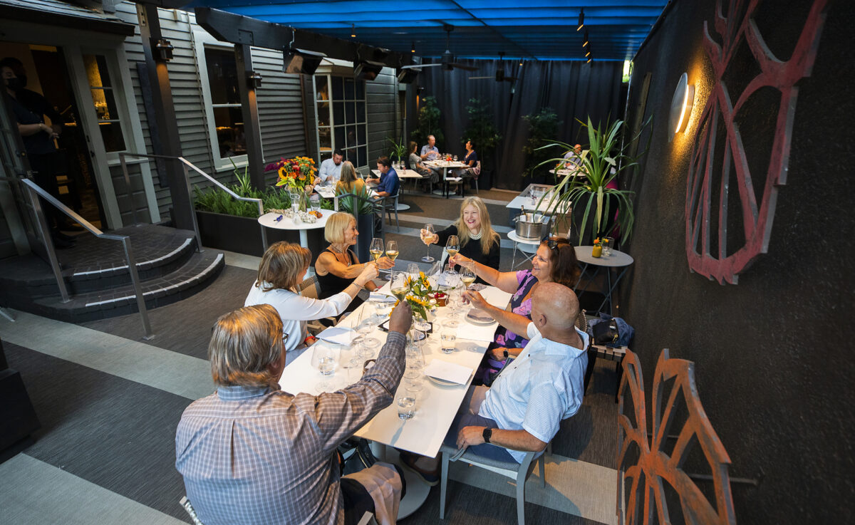 The dining patio at EDGE restaurant in Sonoma. (John Burgess/The Press Democrat)