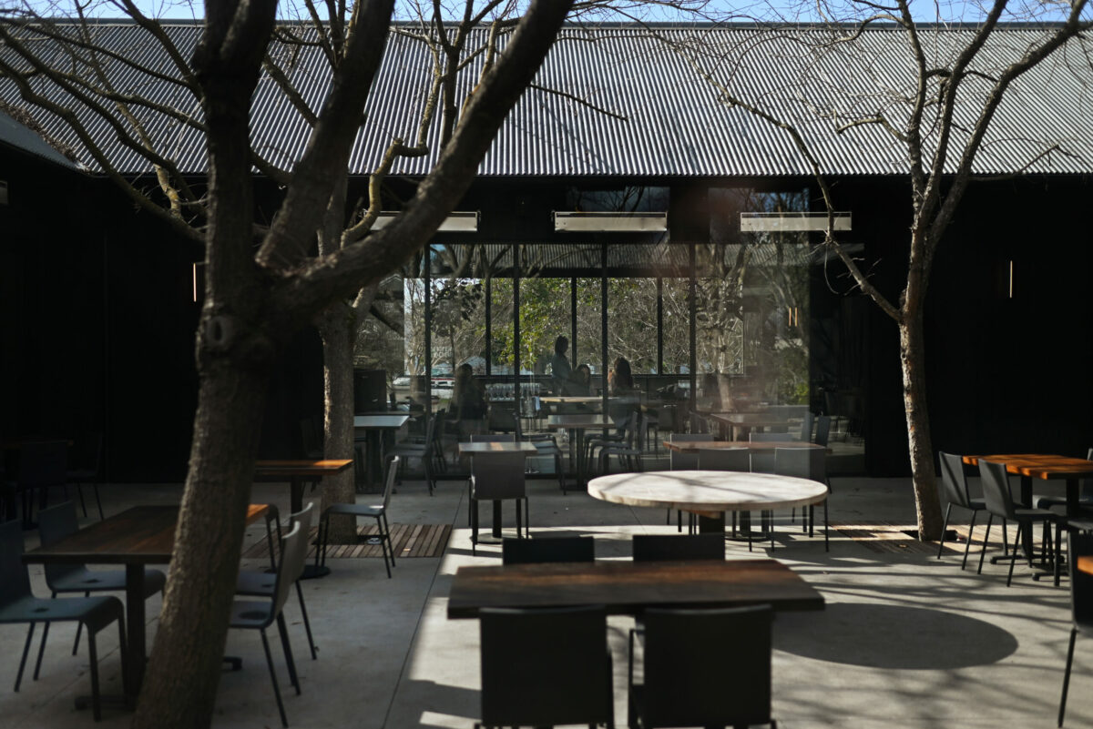The courtyard at Slanted Door in Napa on Thursday, Feb. 22, 2024. (Erik Castro / For The Press Democrat)