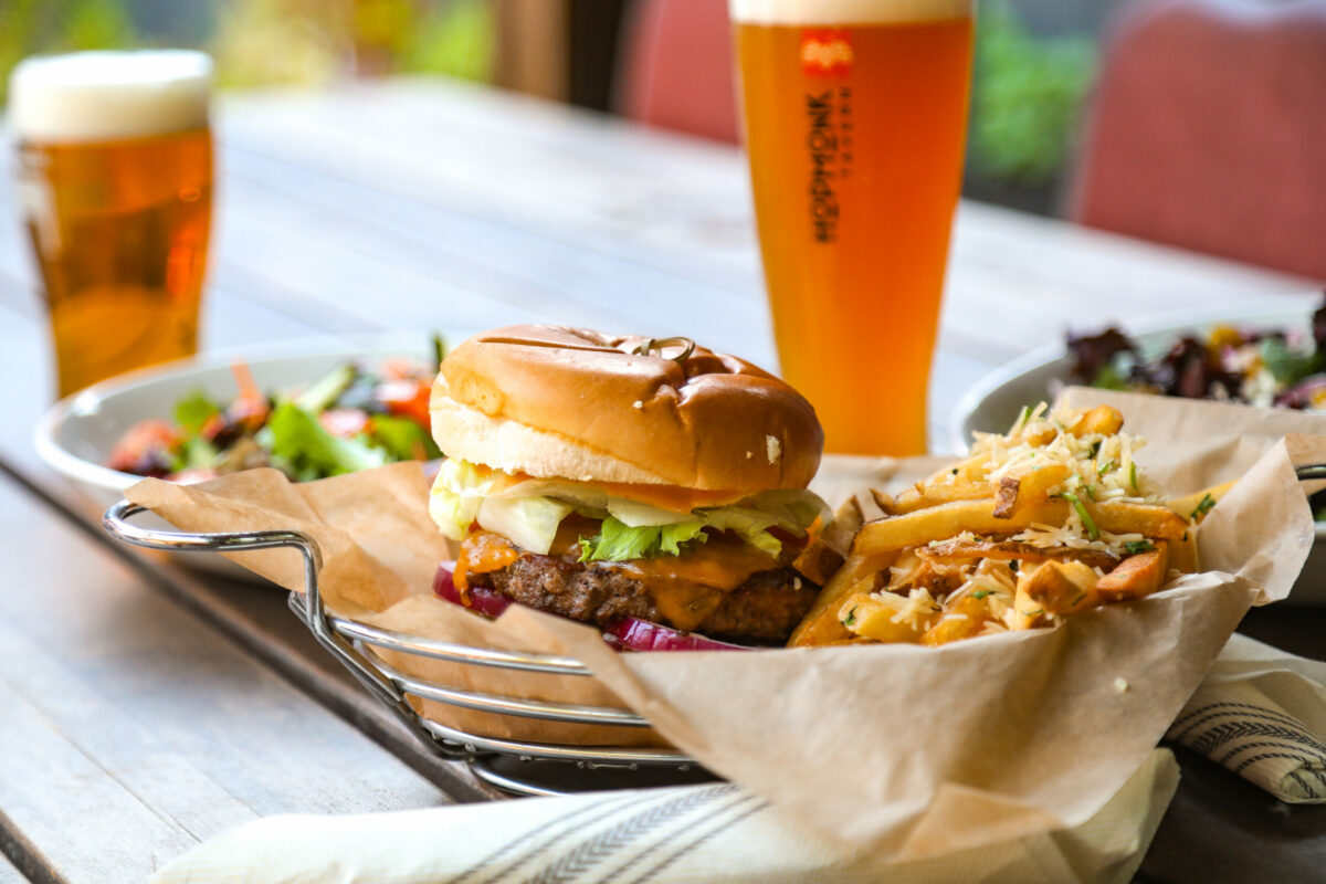 A burger at HopMonk Tavern in Sonoma County. (Sonoma County Tourism)