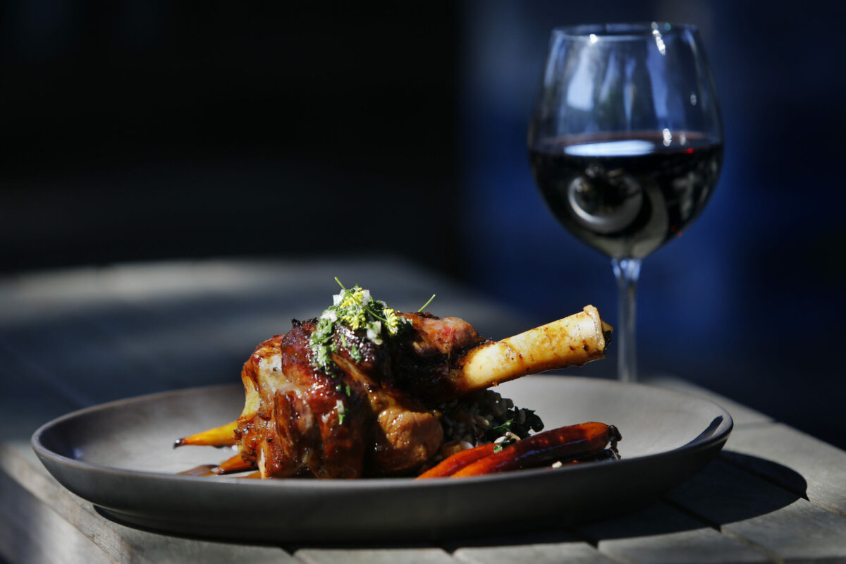 Posey Ranch roasted lamb with minted salsa verde, wild rice and roasted carrots at Rocker Oysterfeller's in Valley Ford, on Wednesday, October 5, 2016. (Beth Schlanker/ The Press Democrat)
