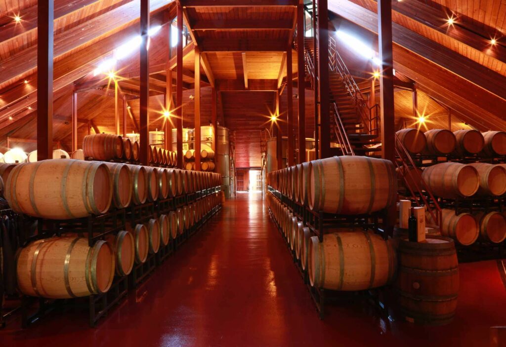 Inside Chappellet's pyramid-shaped winery on Pritchard Hill in eastern Napa Valley. (Courtesy of Chappellet)