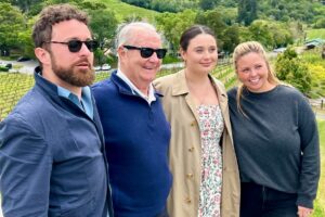 Edward Windsor, Lord Downpatrick (left) toured Sonoma County wineries such as Capo Isetta with Aristeia COO Caitlin Walker (second from right) in search of business opportunities for Downpatrick's travel company Aristeia Travel. (Capo Isetta)