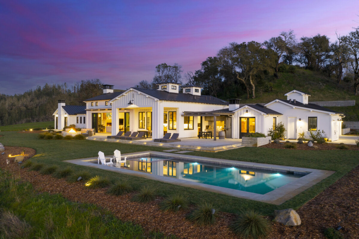 A newly built modern farmhouse on 77 acres of rolling hills in Healdsburg’s Anderson Valley is listed for $8.7 million.(Ned Bonzi / Sotheby’s International Realty)