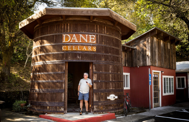 Bart Hansen, winemaker/owner of Dane Cellars, has opened his tasting room in a over 100 year old, 14,000 gallon redwood wine tank in the Jack London Village Wednesday, April 10, 2024 in Glen Ellen. (Photo by John Burgess/The Press Democrat)