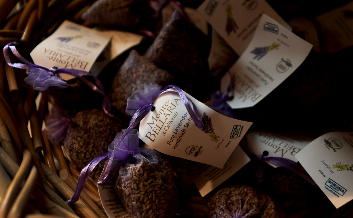 Handmade sachets at Monte-Bellaria di California lavender farm near Sebastopol, Saturday, June 17, 2023. (Kent Porter / The Press Democrat)