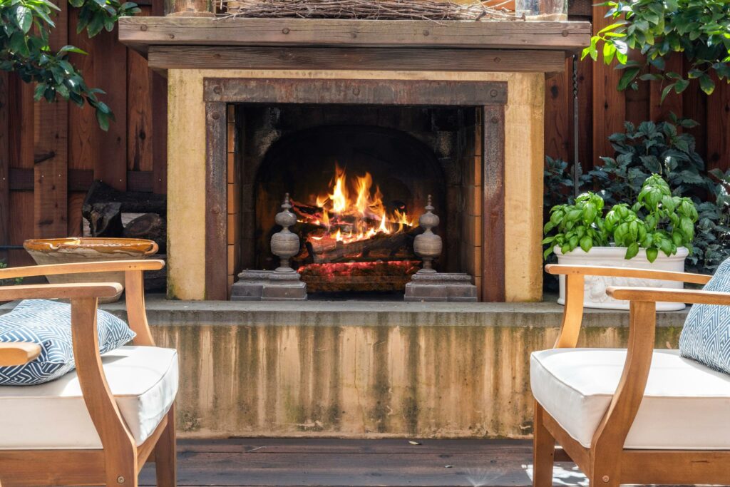 Outdoor fireplace. (Open Homes Photography)