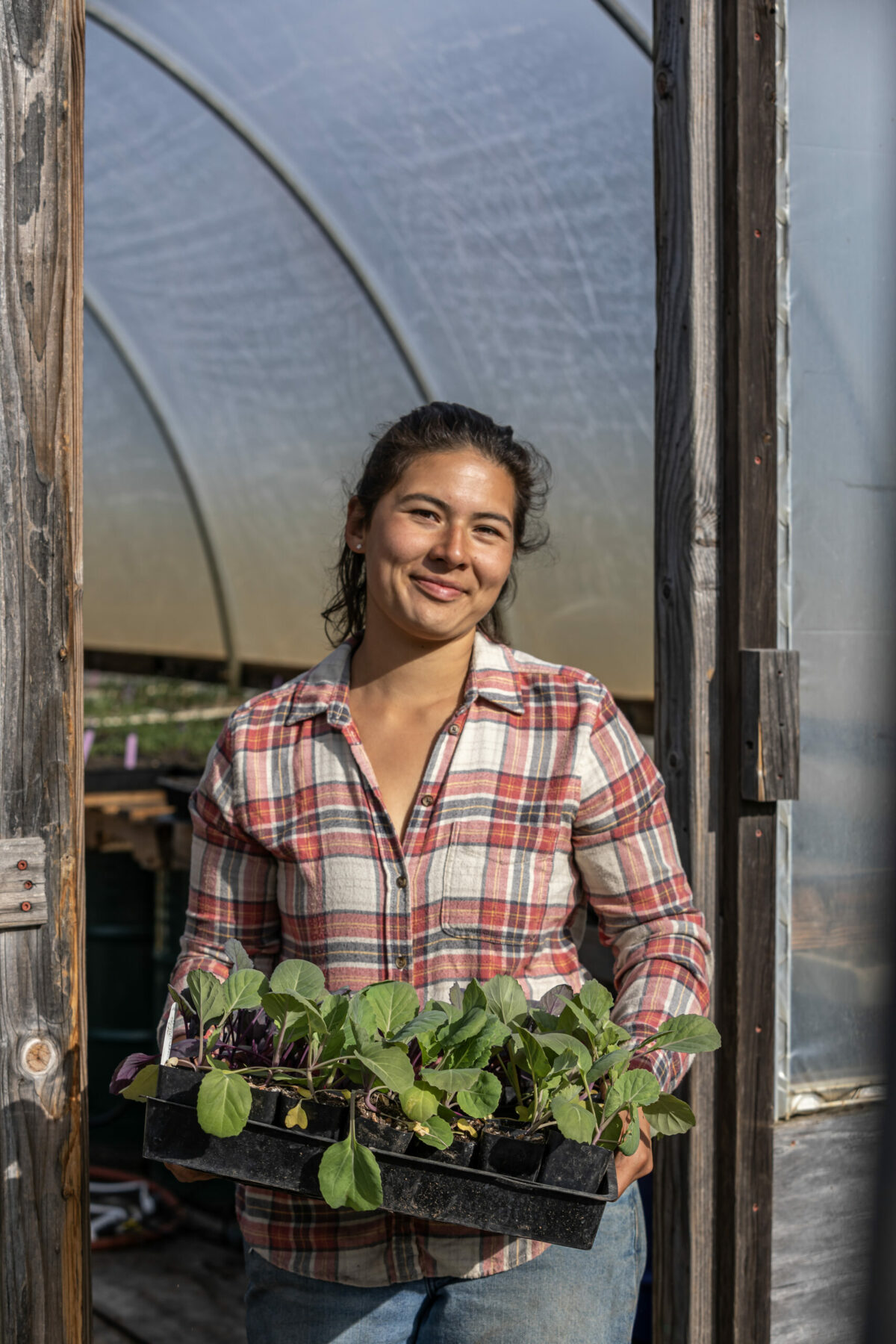 Farmer Alice Tibbets of Fledgling Farm at Green Valley Farm + Mill near Sebastopol March 25, 2024. (Chad Surmick / The Press Democrat)