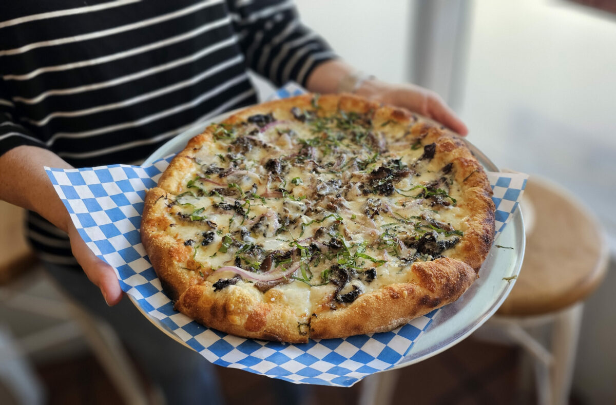 The Fungi pizza at Stellina Pronto pizzeria and bakery in Petaluma. (Heather Irwin/The Press Democrat)