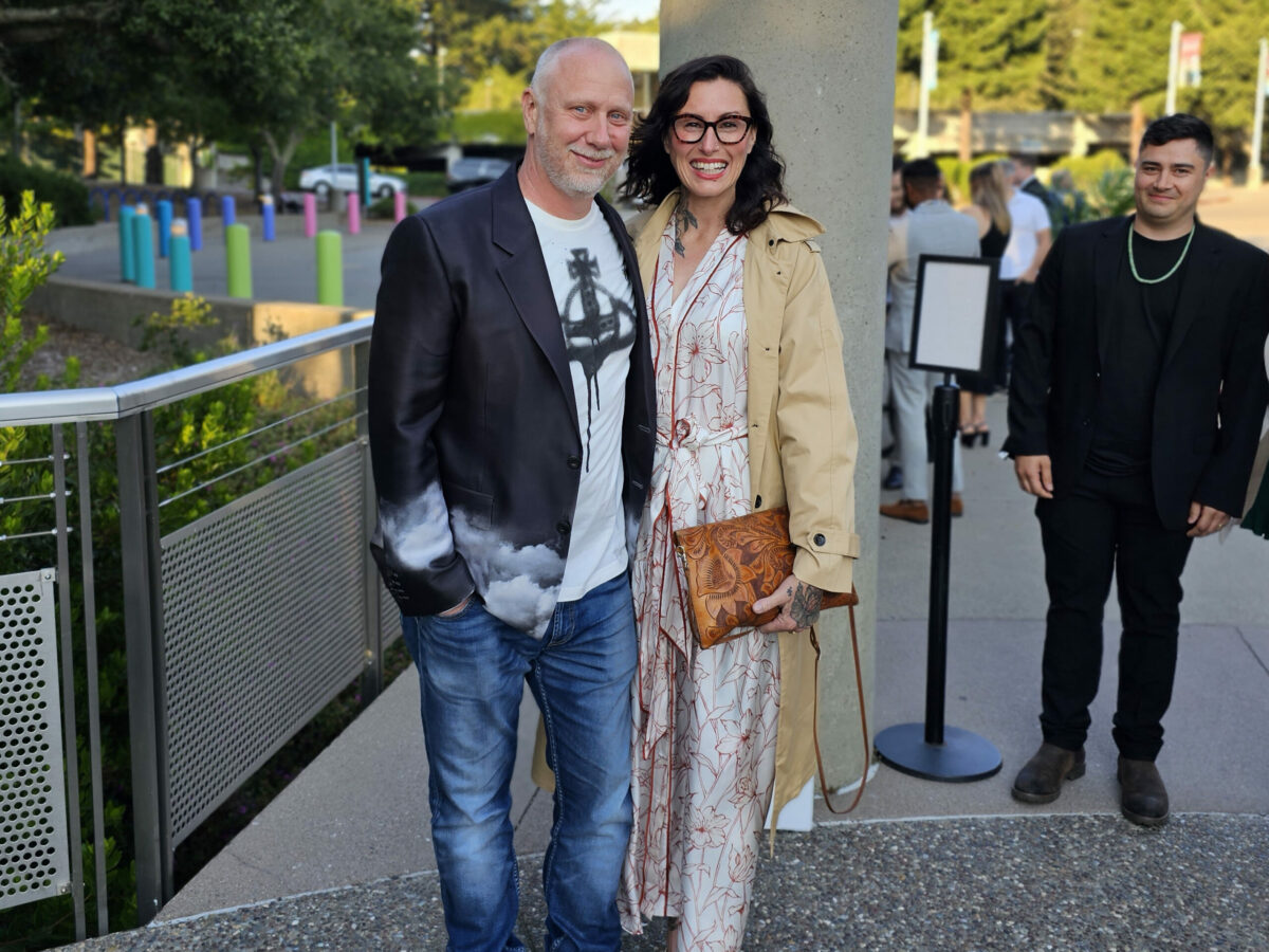 Chef Kyle Connaughton and Katina Connaughton arrive at the 2023 California Michelin Awards at the Chabot Space & Science Center in Oakland, Tuesday, July 18, 2023. (Heather Irwin / The Press Democrat)