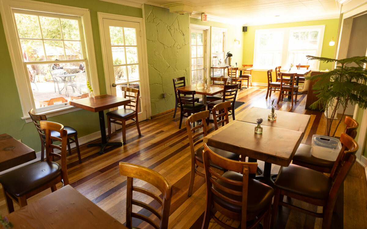 The Wild Poppy cafe back dining room leading to the back patio along the Bodega Hwy west of Sebastopol Friday, May 3, 2024 (Photo by John Burgess/The Press Democrat)