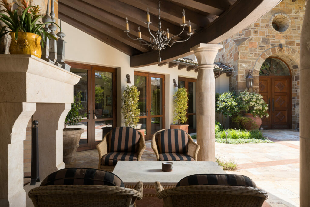 Outdoor seating with a fireplace. (Peter Lyons)