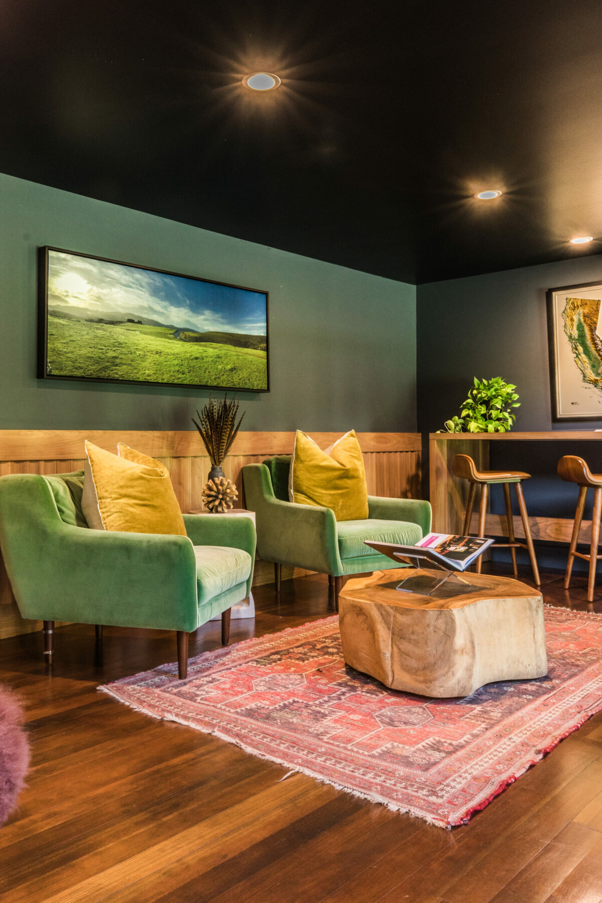 A lounge area at Olema House in Olema, nearby Point Reyes National Seashore. (Roxanne McClure Photography)
