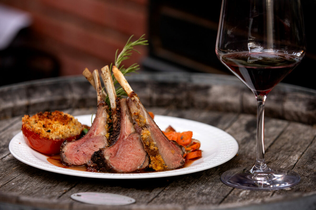 Carré d’Agneau Persillé, rack of lamb with herbs de Provence and demi-glace sauce, a specialty of the house is shown at La Gare French Restaurant, in Santa Rosa, on Friday, July 5, 2024. (Darryl Bush / For The Press Democrat)