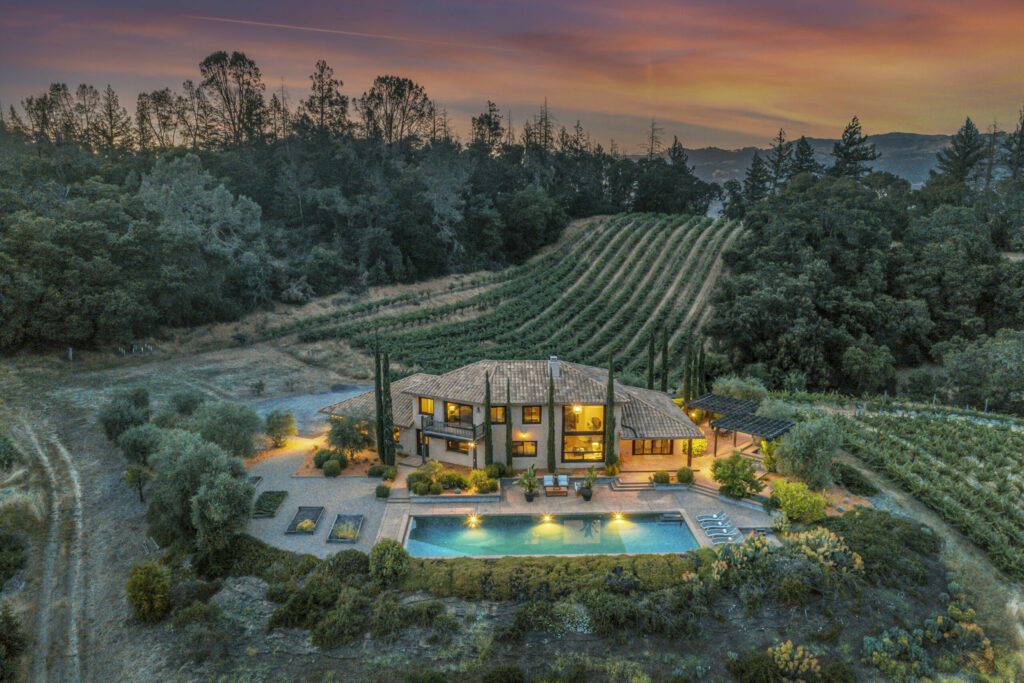 The Geyserville home of the late pioneering winemaker Chris Billbro is currently on the market. The 4000-square-foot, three-bedroom, three-bathroom dwelling, on 40 Anderson Valley AVA acres, is listed for $3,995,000. (California Property Photos)
