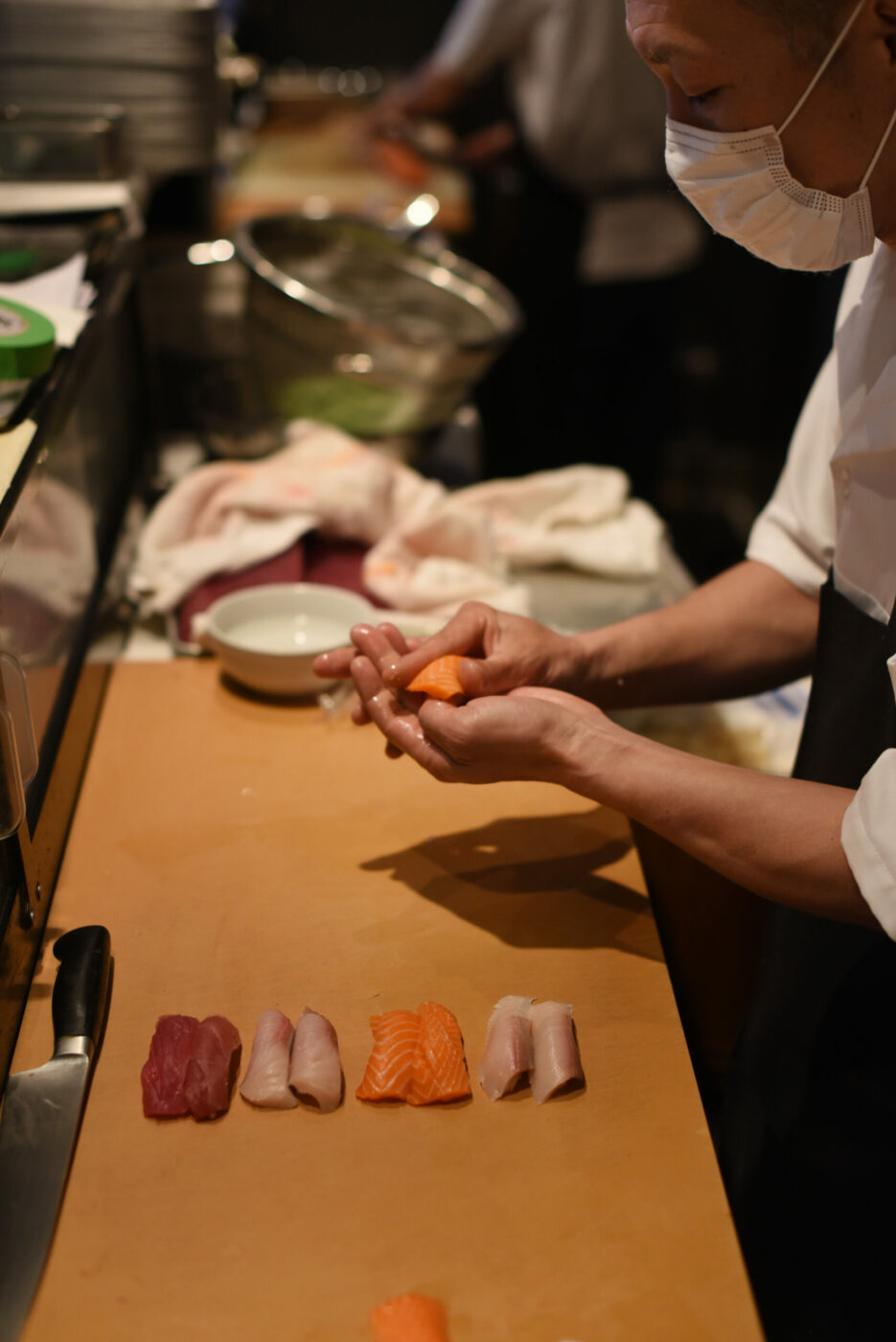 Taka Uchida making sushi for take out orders only at Hana Japanese Restaurant in Rhonert Park, Calif., on Tuesday, April 28, 2020. (Photo: Erik Castro/for The Press Democrat)