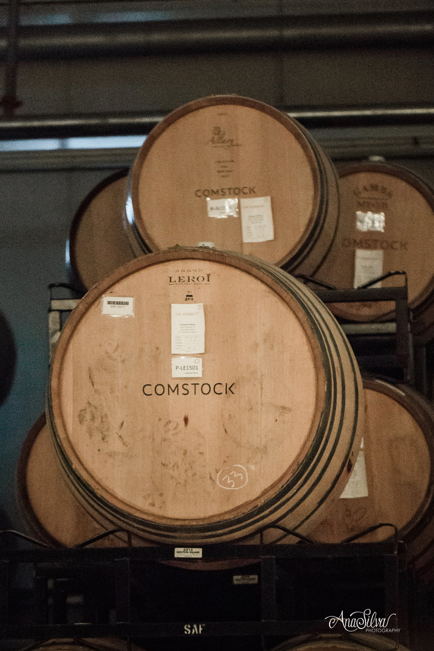Barrels of Comstock wine in Healdsburg. (Courtesy Ana Silva Photography)