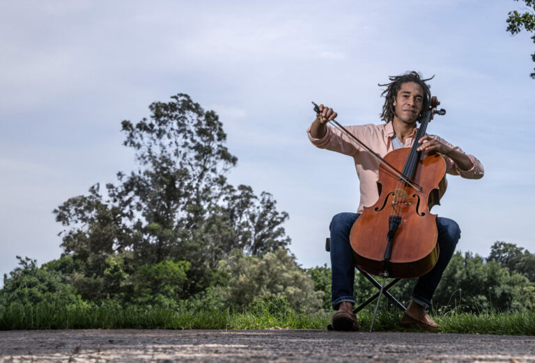 Cellist and music teacher Michael Fecskes, who is the artistic director of ViVO Youth Orchestras, a program that does music in schools for underserved youth in Sonoma Valley, photographed at Sonoma’s Bartholomew Park June 3, 2024. (Chad Surmick / The Press Democrat)
