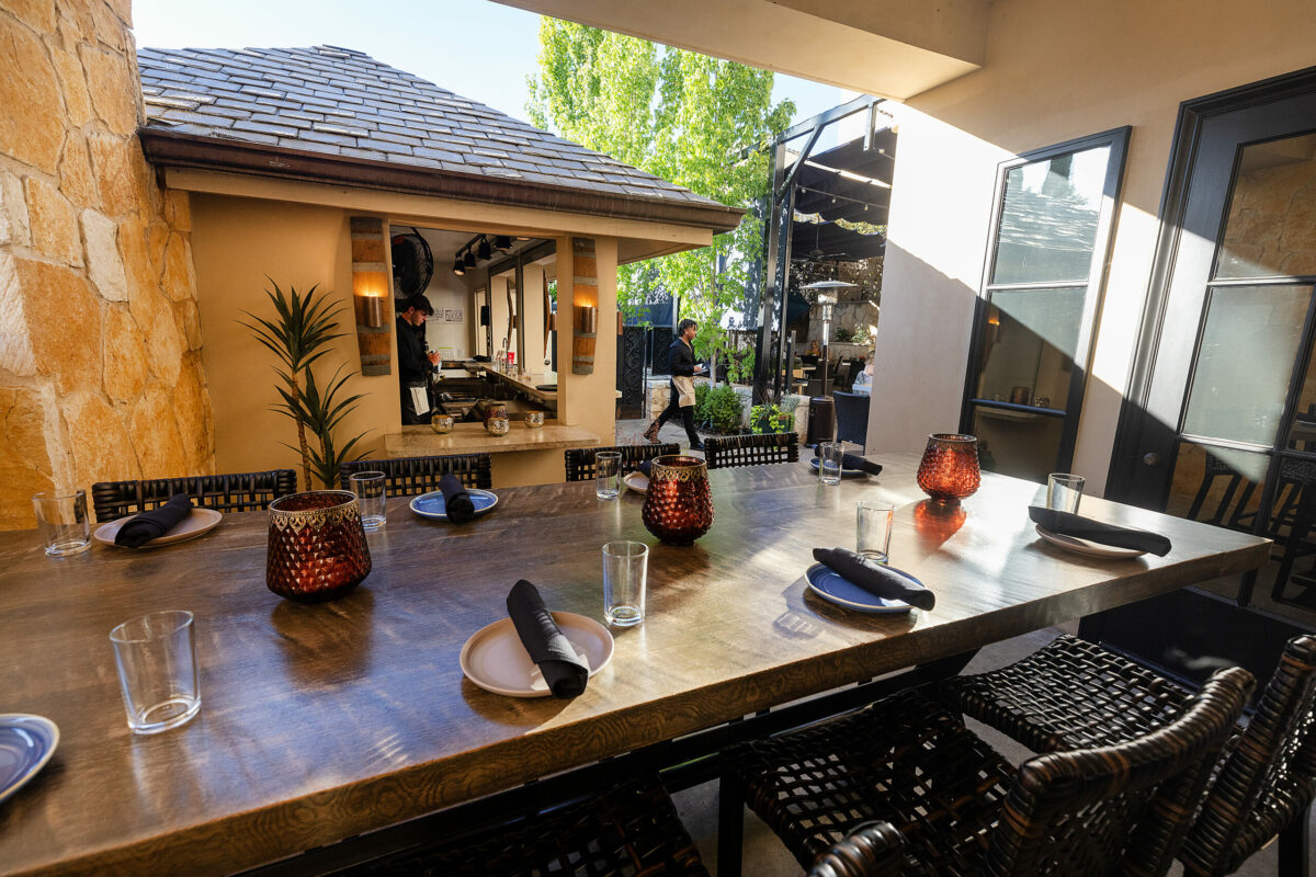 The back patio has its own bar at Arandas on the ground floor of the Hotel Les Mars Friday, June 28, 2024 in Healdsburg. (Photo by John Burgess/The Press Democrat)