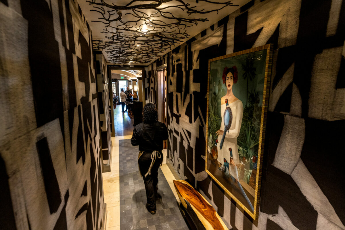 The hallway leading from the bar to the main dining room at Arandas on the ground floor of the Hotel Les Mars Friday, June 28, 2024 in Healdsburg. (Photo by John Burgess/The Press Democrat)