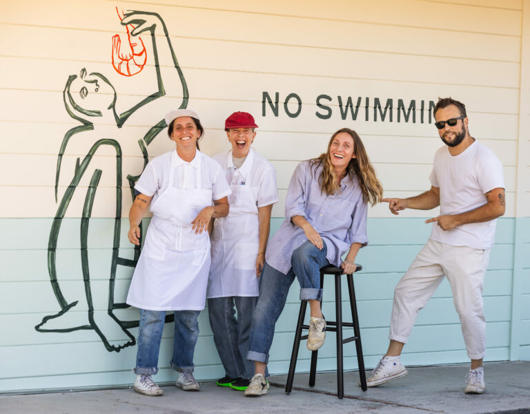 From left, Stephanie Reagor, Emma Lipp, Lauren Feldman and Tanner Walle teamed up to open the Valley Swim Club restaurant in Sonoma. They also own Valley Bar + Bottle. Lipp and Reagor have earned Sonoma County’s only chef semifinalist nomination for the 2026 James Beard Awards. (John Burgess / The Press Democrat)