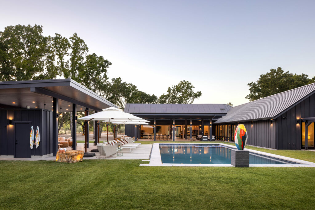This newly constructed four-bedroom, five-five bathroom Sonoma home has a pool and multiple covered pavilions to accommodate a large group of guests. It is currently listed for $12,500,000. (Jacob Elliot)