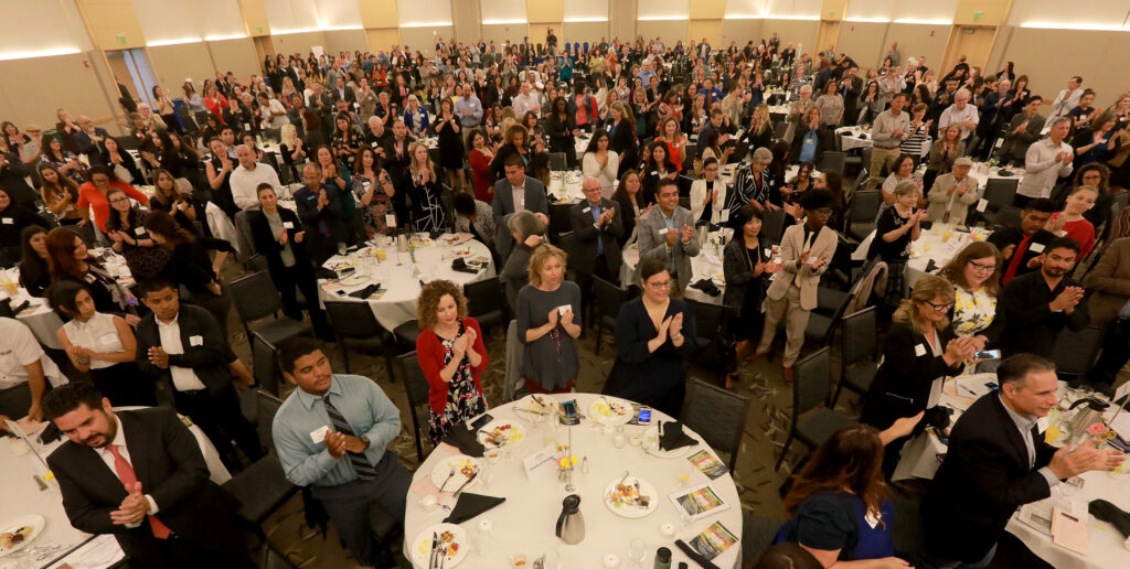 Each year the ballroom required for the annual Los Cien State of the Latino Community forum gets a bit bigger, with the fifth annual conference drawing more than 600 people to the ballrooms at Sonoma State University in 2018. (John Burgess / The Press Democrat)