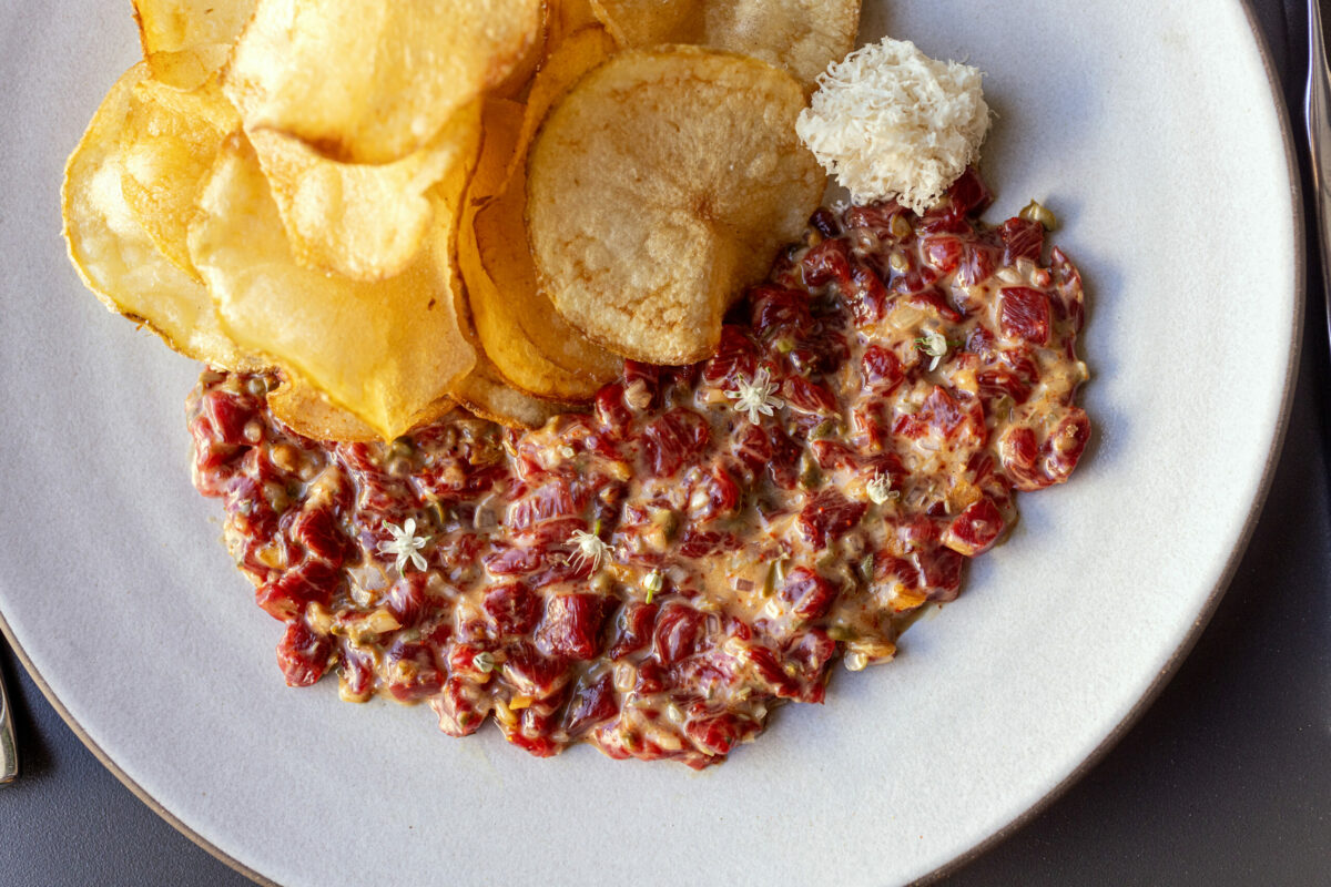 Beef tartare from Bistro Lagniappe Thursday, June 19, 2025 in Healdsburg. (John Burgess / The Press Democrat)