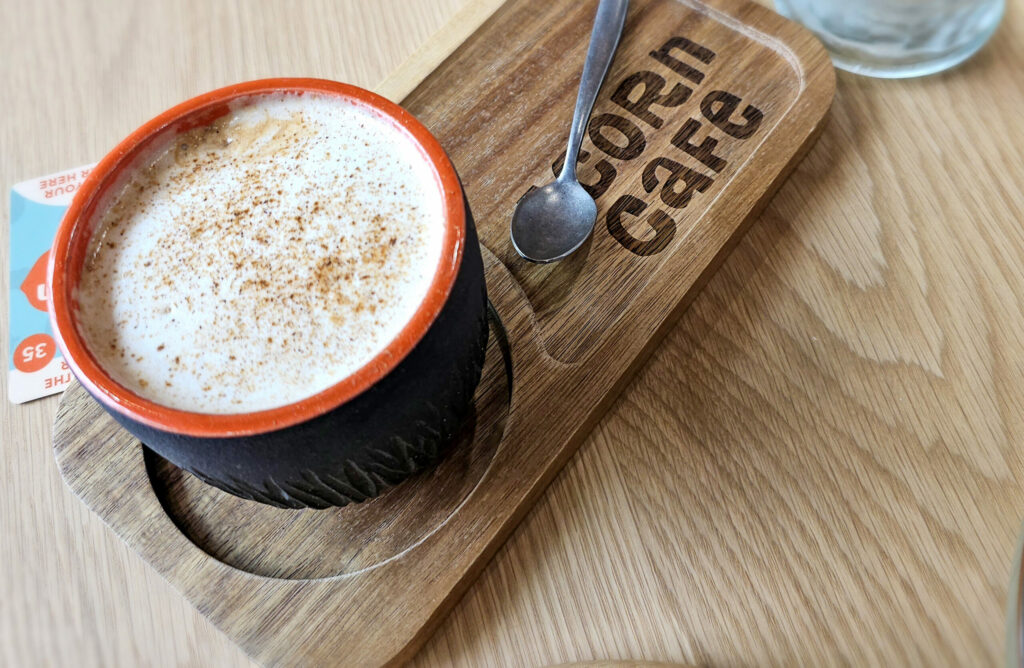 Chai latte at Acorn Cafe in Healdsburg. (Heather Irwin/The Press Democrat)