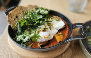 Shakshuka at Acorn Cafe in Healdsburg. (Heather Irwin/The Press Democrat)