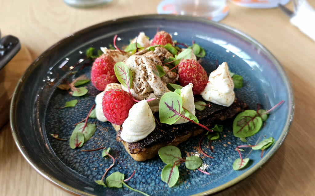 Tiramisu French toast at Acorn Cafe in Healdsburg. (Heather Irwin/The Press Democrat)