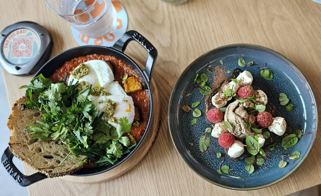 Brunch dishes at Acorn Cafe in Healdsburg. (Heather Irwin/The Press Democrat)
