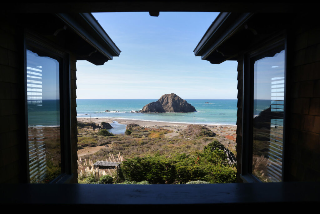 A view of Gunderson Rock from Elk Cove Inn in Elk on Thursday, November 3, 2022. (Christopher Chung/The Press Democrat)