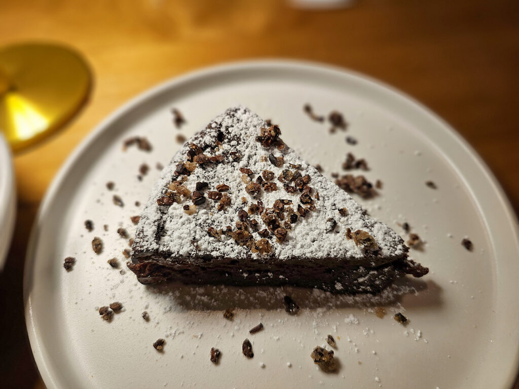 Flourless Chocolate Torte at Monti's restaurant in Montgomery Village. (Heather Irwin/The Press Democrat)