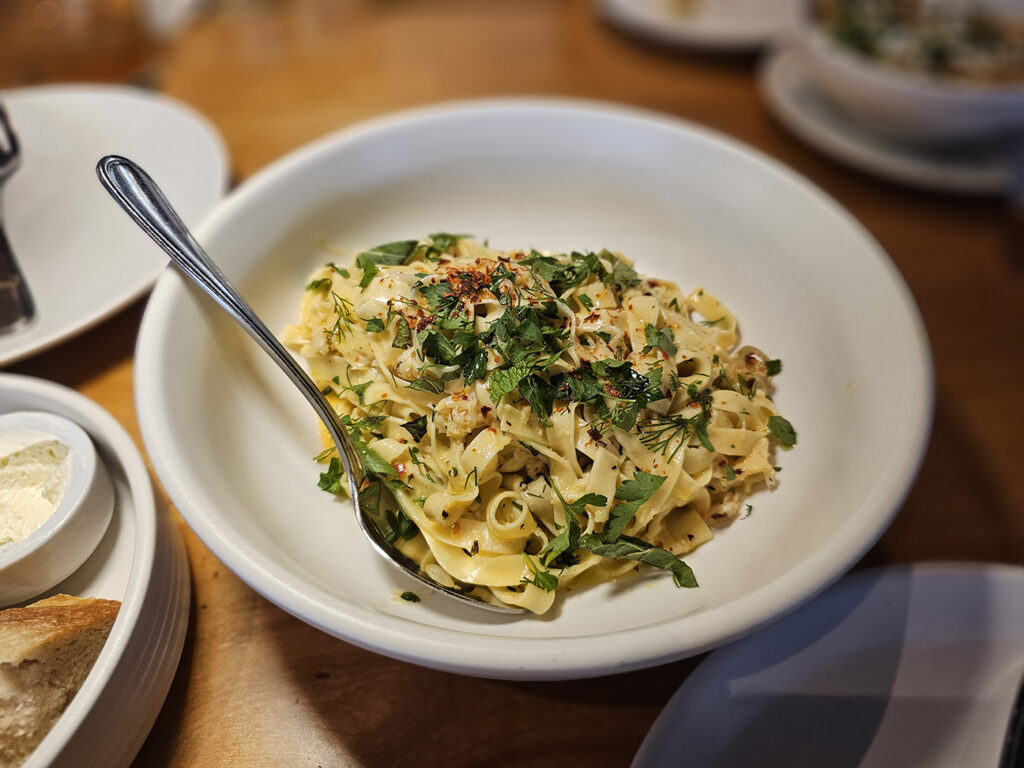 Pasta at Monti's restaurant in Montgomery Village. (Heather Irwin/The Press Democrat)