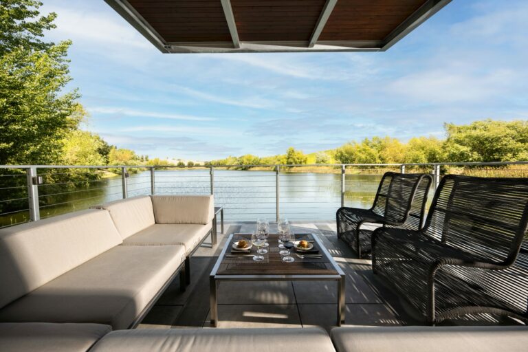 Sip wine overlooking the water at the new, open-air boathouse pavilions at Cuvaison Winery in Napa. (Courtesy of Cuvaison Winery)