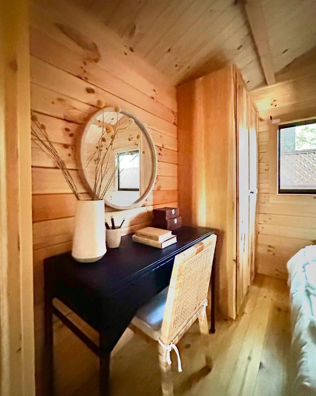 Desk and closet in bedroom. (The Woodland Stylists)