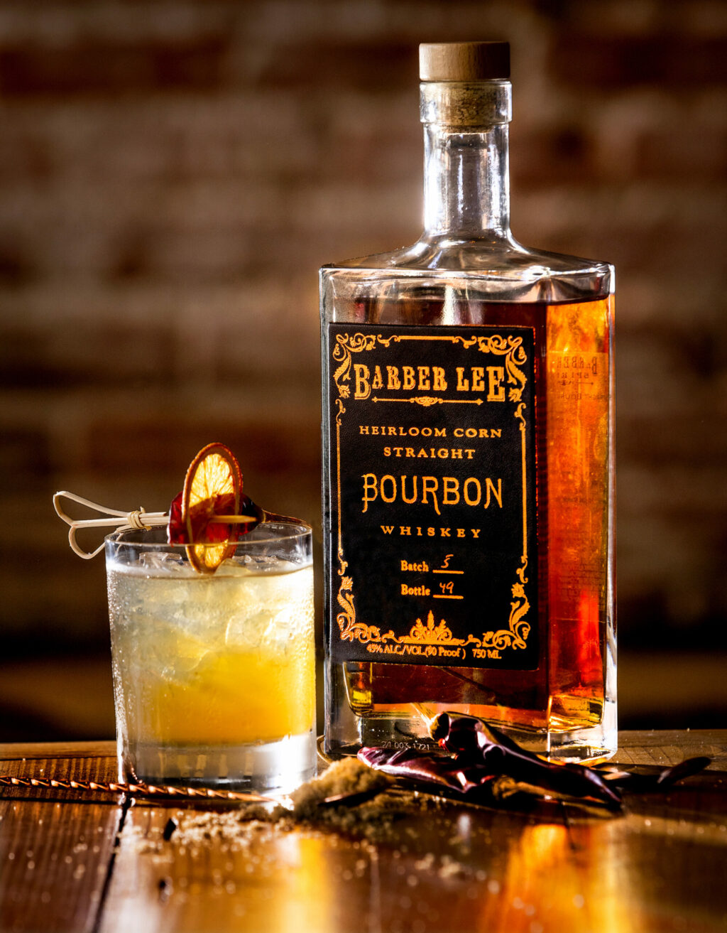 The Barber Lee Spirits Ancho Chili Bourbon Old Fashioned features their Heirloom Corn Straight Bourbon Thursday, October 11, 2024 in Petaluma. (John Burgess / The Press Democrat)