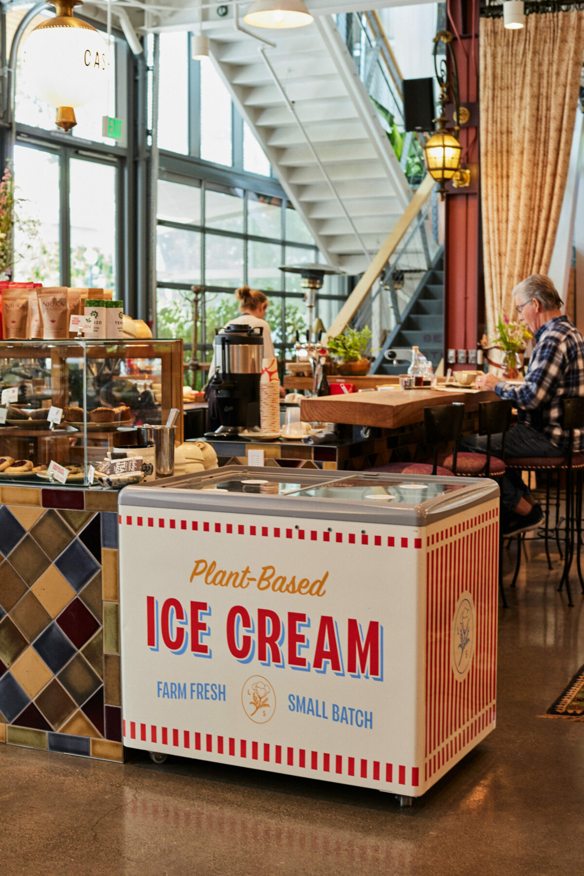 A freezer filled with plant-based ice cream from Little Saint in Healdsburg. (Emily Dorio/Courtesy Little Saint)