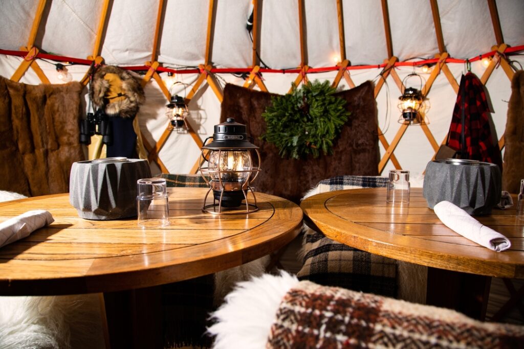 Inside a Holiday Alpine Yurt at Timber Cover Resort in Jenner